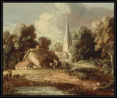 Картина Пейзаж с домом и церковью (1771-1772)