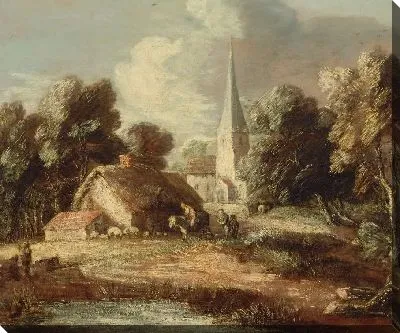 Картина Пейзаж с домом и церковью (1771-1772)