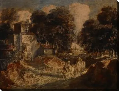 Картина Лесной пейзаж с крестьянами (1772)