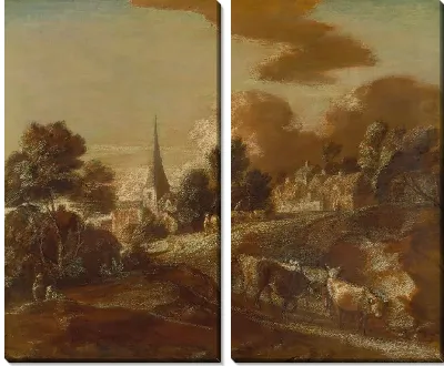Картина Воображаемая лесистая деревня (1771-1772)