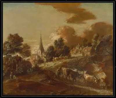 Картина Воображаемая лесистая деревня (1771-1772)