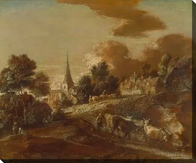 Картина Воображаемая лесистая деревня (1771-1772)