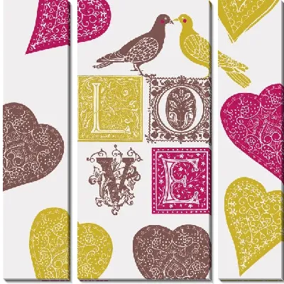 Модульная картина Голуби и любовь