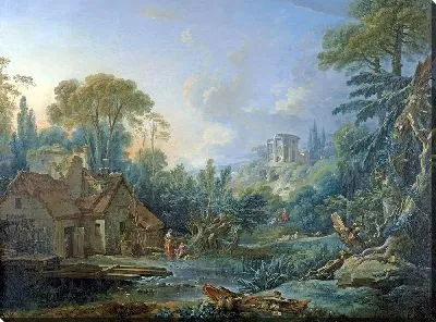 Пейзаж с водяной мельницей