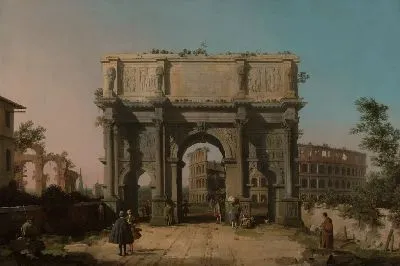 Плакат Триумфальная арка императора Константина и Колизей (1742-1745)
