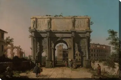 Постер Триумфальная арка императора Константина и Колизей (1742-1745)