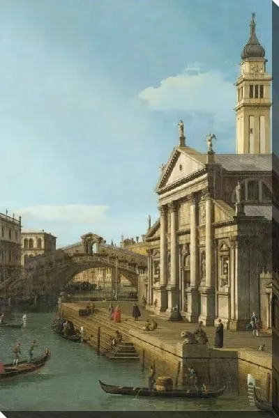 Картина маслом Мост Риальто и церковь (1750)