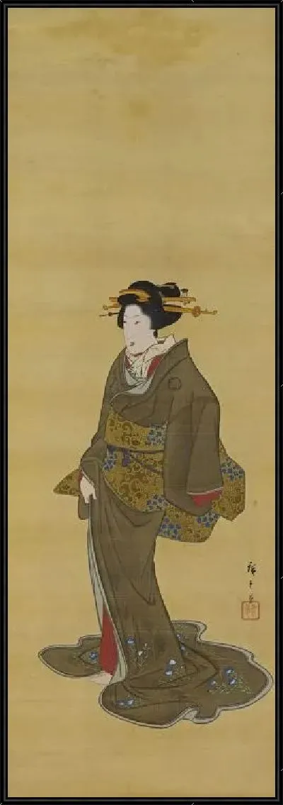 Картина Гейша (1854-1860) (Geisha from Both Capitals: Edo, right scroll)