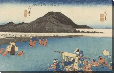 Картина Река Абэ (1833) (Fifty-Three Stations of the Tokaido Hoeido Edition “Fuchu (Abe River)”)