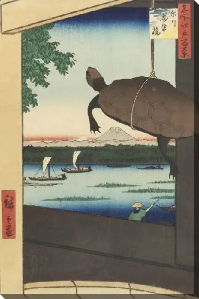 Картина Мост у Фукагавы (1857) (One Hundred Famous Views of Edo “Mannenbashi Bridge at Fukagawa”)