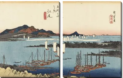 Картина Отдаленный вид на Михо (1833) (Fifty-Three Stations of the Tokaido Hoeido Edition “Ejiri (Distant View of Miho)”)