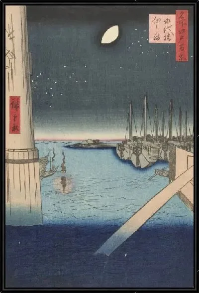Картина Вид на остров с моста (1857) (One Hundred Famous Views of Edo “Tsukudajima Island from Eitai Bridge”)