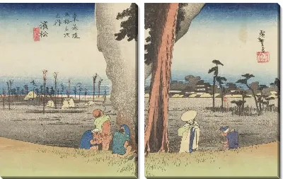 Картина Зимняя сцена (1833) (Fifty-Three Stations of the Tokaido Hoeido Edition “Hamamatsu (Desolate Winter Scene)”)