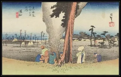 Картина Зимняя сцена (1833) (Fifty-Three Stations of the Tokaido Hoeido Edition “Hamamatsu (Desolate Winter Scene)”)
