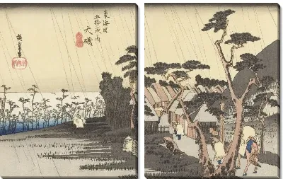 Картина Печаль дождя (1833) (Fifty-Three Stations of the Tokaido Hoeido Edition “Oiso (Sadness of the Rain)”)