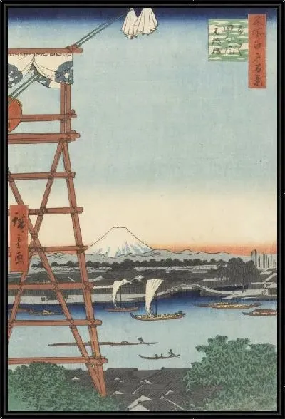 Картина Рёгоку (1857) (One Hundred Famous Views of Edo “Ryogoku Ekoin Temple and Moto-Yanagibashi Bridge”)