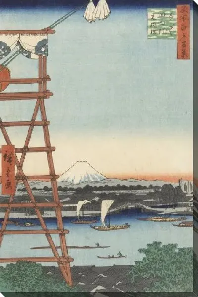 Картина Рёгоку (1857) (One Hundred Famous Views of Edo “Ryogoku Ekoin Temple and Moto-Yanagibashi Bridge”)