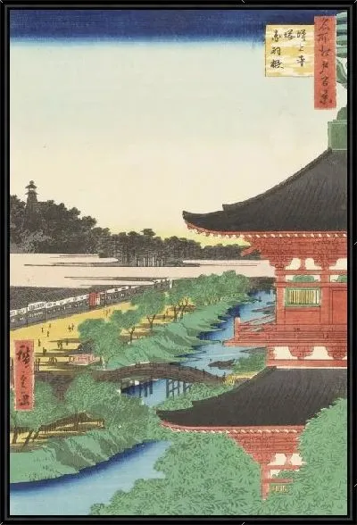 Картина Акабане (1857) (One Hundred Famous Views of Edo “Zojoji Pagoda and Akabane”)