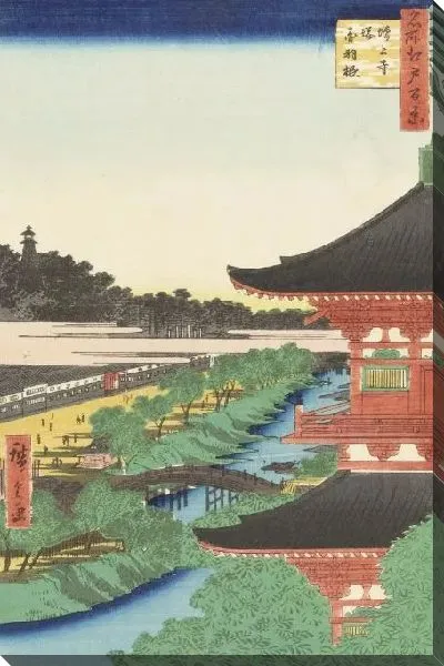 Картина Акабане (1857) (One Hundred Famous Views of Edo “Zojoji Pagoda and Akabane”)