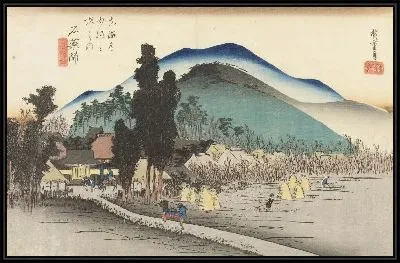 Картина Храм (1833) (Fifty-Three Stations of the Tokaido Hoeido Edition “Ishiyakushi (Ishiyakushiji Temple)”)