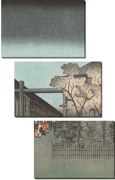 Картина Рассвет (1857) (One Hundred Famous Views of Edo “Dawn Inside Yoshiwara”)