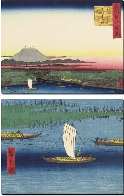 Картина Митсумата (1857) (One Hundred Famous Views of Edo “Mitsumata Wakarenofuchi”)