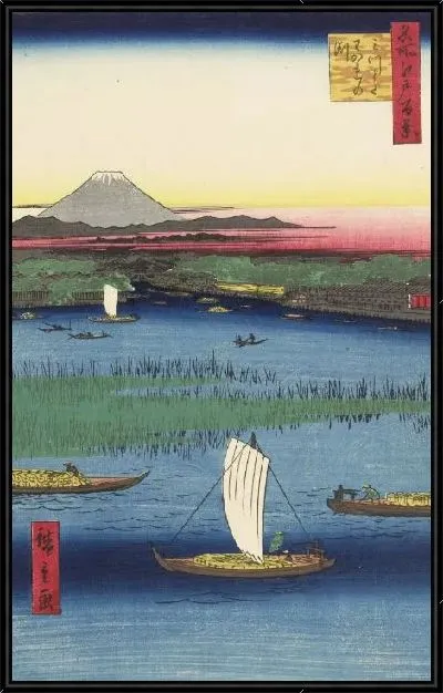 Картина Митсумата (1857) (One Hundred Famous Views of Edo “Mitsumata Wakarenofuchi”)