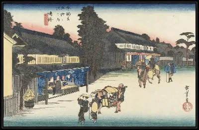 Картина Ариматсу (1833) (Fifty-Three Stations of the Tokaido Hoeido Edition “Narumi (Famous Arimatsu Dyed Cloth)”)
