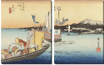Картина Паромная переправа (1833) (Fifty-Three Stations of the Tokaido Hoeido Edition “Arai (Ferry Crossing)”)