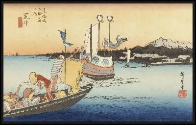 Картина Паромная переправа (1833) (Fifty-Three Stations of the Tokaido Hoeido Edition “Arai (Ferry Crossing)”)