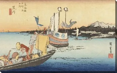 Картина Паромная переправа (1833) (Fifty-Three Stations of the Tokaido Hoeido Edition “Arai (Ferry Crossing)”)