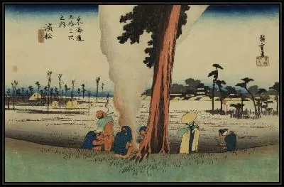 Картина Одинокие в зиму (1833) (Desolate Wintry Scene, Hamamatsu, from the series the Fifty-three Stations of the Tokaido (Hoeido edition)) 