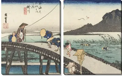 Картина Горы Акиба (1833) (Fifty-Three Stations of the Tokaido Hoeido Edition “Kakegawa (Distant View of Mt. Akiba)”)