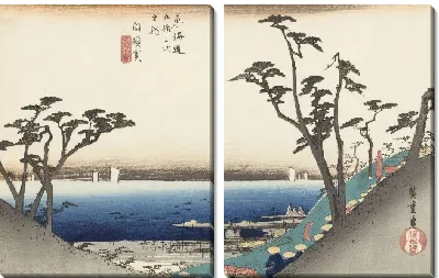 Картина Склон (1833) (Fifty-Three Stations of the Tokaido Hoeido Edition “Shirasuka (View of Shiomi Slope)”)