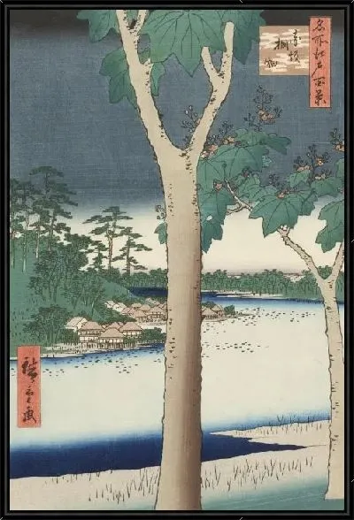 Картина Поле Акасака (1856) (One Hundred Famous Views of Edo “Akasaka Paulownia Field”)