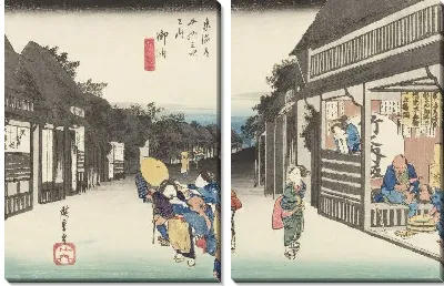 Картина Вымогательство (1833) (Fifty-Three Stations of the Tokaido Hoeido Edition “Goyu (Women Soliciting Travelers)”)
