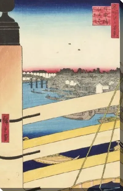 Картина Два моста (1857) (One Hundred Famous Views of Edo “Nihonbashi Bridge and Edobashi Bridge”)