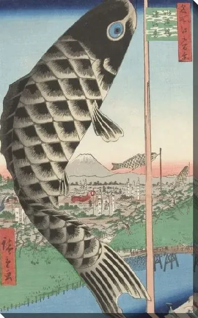Картина Суругадай (1857) (One Hundred Famous Views of Edo “Suidobashi Bridge and Surugadai”)