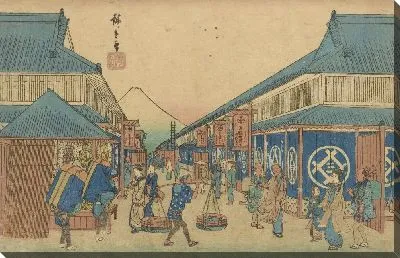 Картина Театральный район (View of the Surugacho Theater District, from the series, Famous Places of the Eastern Capital)