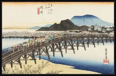 Картина Яхаги мост (1833) (Fifty-Three Stations of the Tokaido Hoeido Edition “Okazaki (Yahagi Bridge)”)