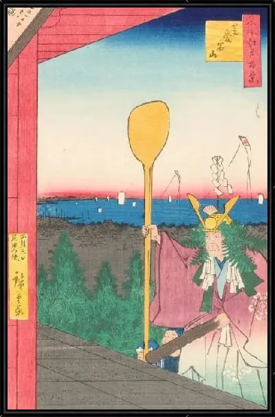 Картина Горы в Сиба (1857) (One Hundred Famous Views of Edo “Atagoyama Mountain in Shiba”)