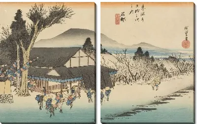 Картина Деревня (1833) (Fifty-Three Stations of the Tokaido Hoeido Edition “Ishibe (Megawa Village)”)