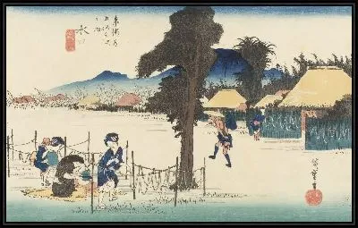 Картина Минакучи (1833) (Fifty-Three Stations of the Tokaido Hoeido Edition “Minakuchi (Famous Dried Gourd Strips)”)