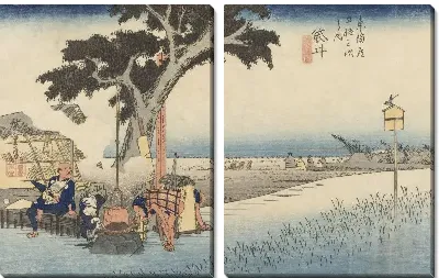 Картина Под открытым небом (1833) (Fifty-Three Stations of the Tokaido Hoeido Edition “Fukuroi (Open-air Teahouse)”)