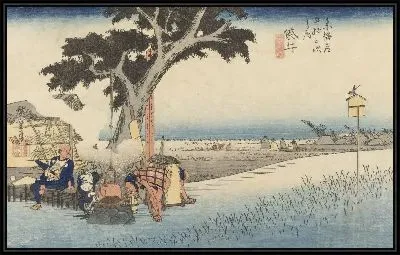 Картина Под открытым небом (1833) (Fifty-Three Stations of the Tokaido Hoeido Edition “Fukuroi (Open-air Teahouse)”)