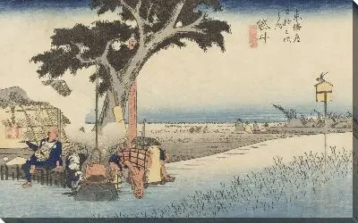 Картина Под открытым небом (1833) (Fifty-Three Stations of the Tokaido Hoeido Edition “Fukuroi (Open-air Teahouse)”)