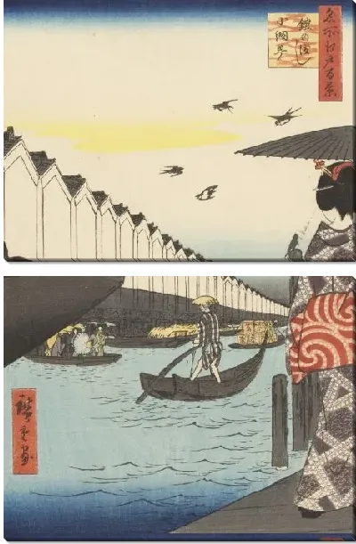 Картина Ферри (1857) (One Hundred Famous Views of Edo “Yoroi Ferry in Koami-cho”)