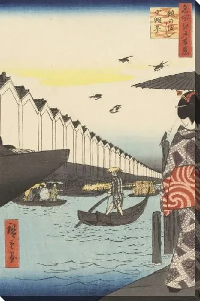Картина Ферри (1857) (One Hundred Famous Views of Edo “Yoroi Ferry in Koami-cho”)
