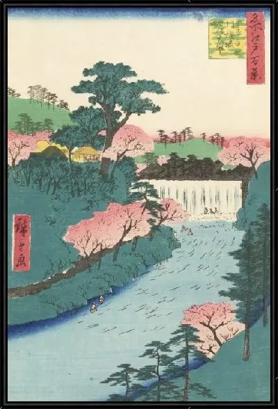 Картина Большой водопад (1857) (One Hundred Famous Views of Edo “Dam on the Otonashigawa River at Oji” (Popularly known as “The Great Waterfall”)”)