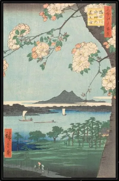 Картина Симудагава (1856) (One Hundred Famous Views of Edo “Suijin Shrine and Massaki on the Sumidagawa River”)